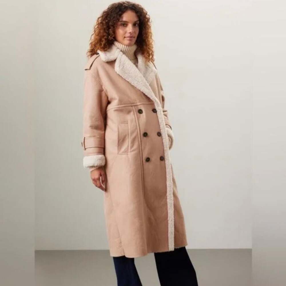 Great Jones Beige Lined Sherpa Coat, Size M